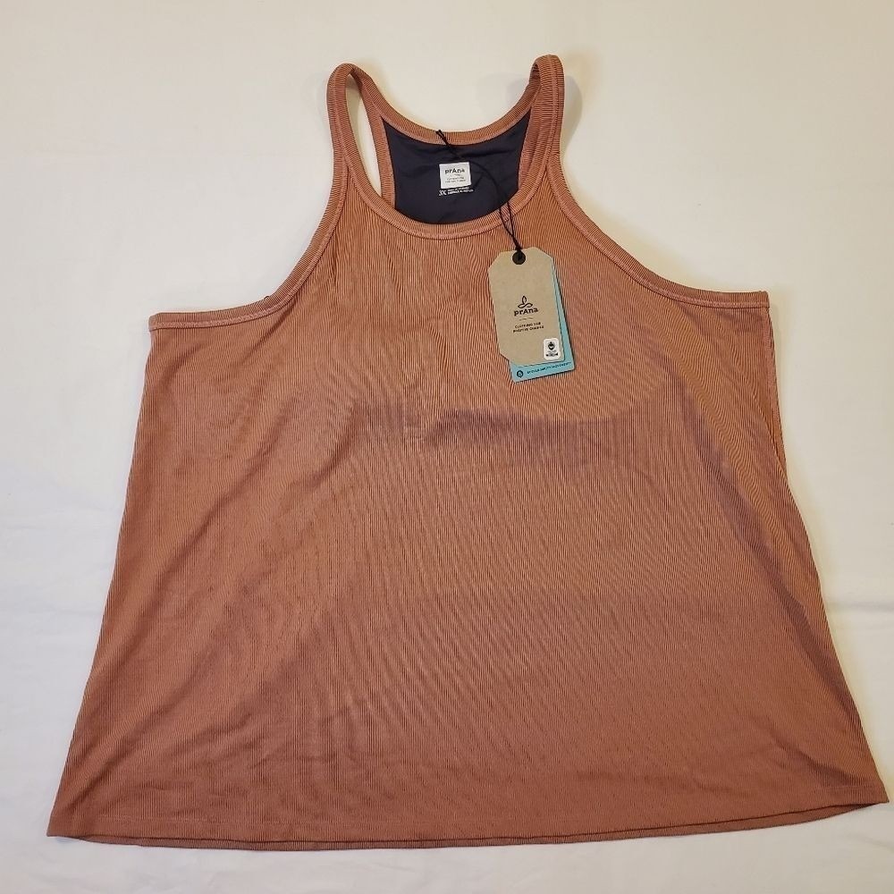 Prana Womens 3X Becksa Tank‎ Plus Cloud Blush Heather Ribbed Shelf Bra NWT
